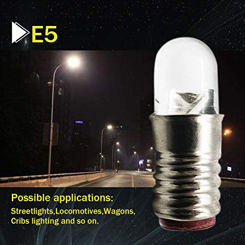 Ruiandsion E5 LED Bulb 12V Warm White E5 E5.5 Screw Base LED Bulb Upgrade for Modle Train Lights(Pack of 10) - Image 2