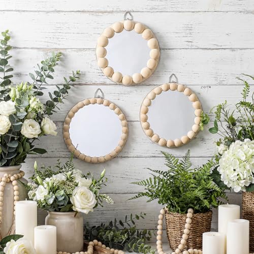 Novabright 3 Pcs Boho Mirror Wall Decor 4.72 Inch Small