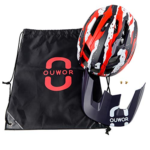 Road & Mountain Bike MTB Helmet for Adult Men Women Youth, with Removable Visor and Adjustable Dial (Camouflage Red)