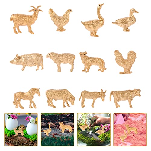 STOBOK 12 Stücke Bauernhof Tier Figur Miniatur Livestock Statue Metallic Tier Modell Sandkasten Dekore für Home… – Bild 6