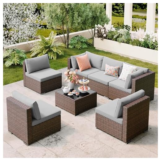 Qsun 7-Piece PE Rattan Sectional Set