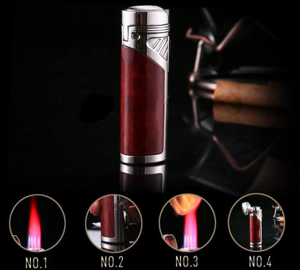 LONDAFISH Larruping Red Torch Jet Lighter Windproof Refillable Gas Butane Torch Lighter with Punch Butane Window, Gift Box, (Without Fuel)