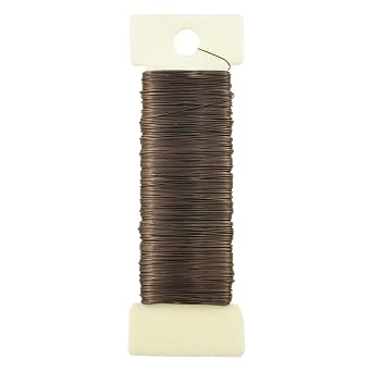 HAHIYO 26Gauge Coffee Color Metal Floral Wire - 1 Roll، 38 Yards 115 Feet - Flexible Paddle Wire for Craft، Christmas Wreath، Flower Arrangement، Bouquet Wrapping، Wedding، DIY
