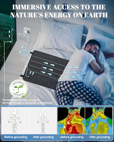 Astarexin Grounding Mat for Bed – Improve Sleep, Boost Energy, Relieve Stress & Pain | Non-Slip PU Leather | Includes Grounding Cord & Tester | Indoor Use | King Size (27\'\' × 78\'\')