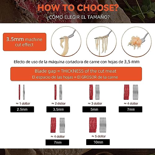 Affettatrice elettrica per carne, 5 mm, in acciaio inox, per alimenti, facile da pulire, ideale per carne surgelata, salumi, formaggi, basso rumore, uso commerciale e domestico