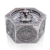 DND Spinning Dice Set, 8-in-1 Hexagonal Metal Dice with D20 Spinner, Unique Fantasy RPG Game Dice with Rotating Top, Perfect for Dungeons & Dragons, D&D DM Gift (Vampire Silver)