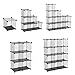 SONGMICS Metal Wire Cube Storage,12-Cube Shelves Organizer,Stackable Storage Bins, Modular Bookcase, DIY Closet Cabinet Shelf, 36.6”L x 12.2”W x 48.4”H, Black