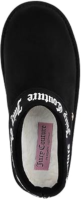 Juicy Couture Women's Cozy Slipper Mule Plush Indoor Outdoor House Shoe with Memory Foam and Faux Fur Lining