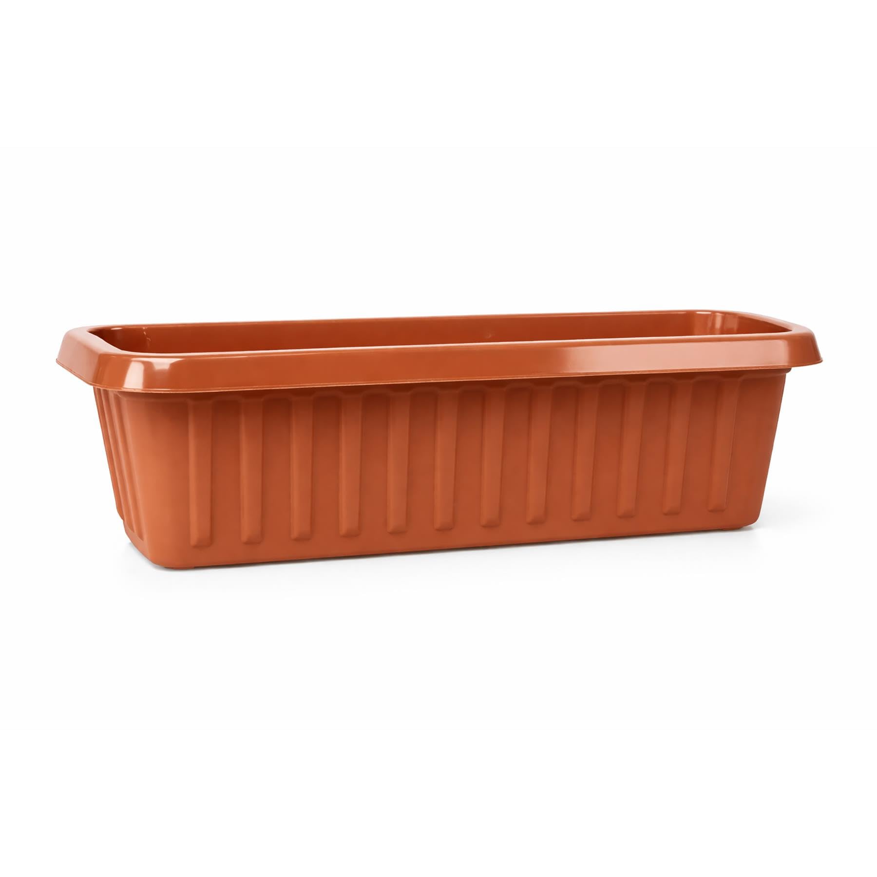 Simpa Terracotta Plastic Chunky Garden Trough Planter Pots 75Cm Length - Single Pot - Suitable For Indoor Or Outdoor Use With Diy Drainage Holes.