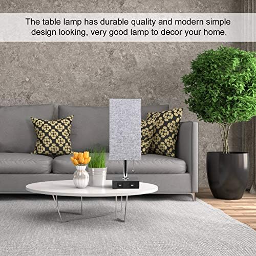 USB Bedside Table Lamp, Aooshine Bedside Lamps with 2 Useful USB Charging Ports, Solid Wood Nightstand Lamp with Grey Fabric Shade Perfect for Bedroom, Living Room, Study Room (Set of 2)