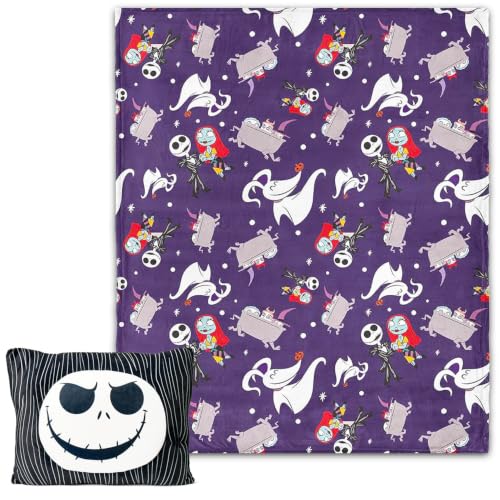 Jack Skellington Blanket & Pillow For Kid - Jack & Sally Cozy Throw Blanket
