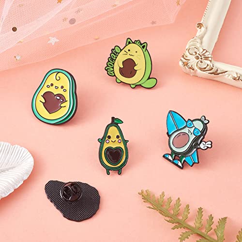 Image of Ornaland 5 Pcs Avocado Enamel Pins Cute Fruit Plant Brooch Cartoon Surfing Avocado Lapel Pins Alloy Enamel Brooches Badges Jewelry for Backpacks Clothes Jackets Hats