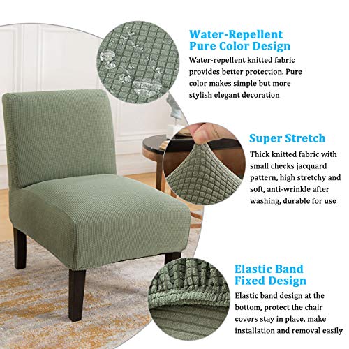 Mifxin Armless Accent Chair Cover Stretch Jacquard Accent Chair Slipcover For Slipper Chair Without Arms Removable Washable Chair Furniture Protector For Living Room Bedroom Hotel (Cyan, 2 Pack) #TOP3