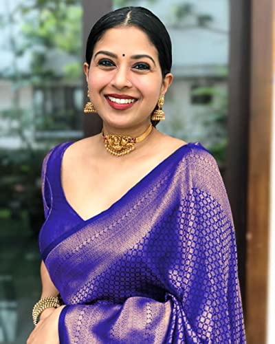 Image of SGF11 Women's Kanjivaram Soft Silk Saree With Blouse Piece