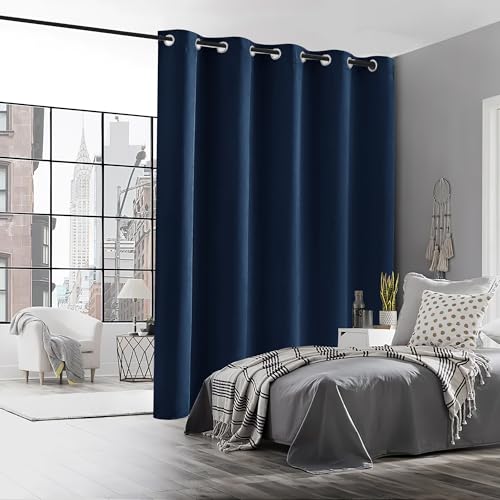 Image of RYB HOME Blackout Curtain for Sliding Glass Doors, Thermal Insulated&Privacy Drape for Patio /Living Room /Bedroom, UV Protection Energy Saving Room Divider Curtain, Navy Blue, W70 x L84, 1 Panel