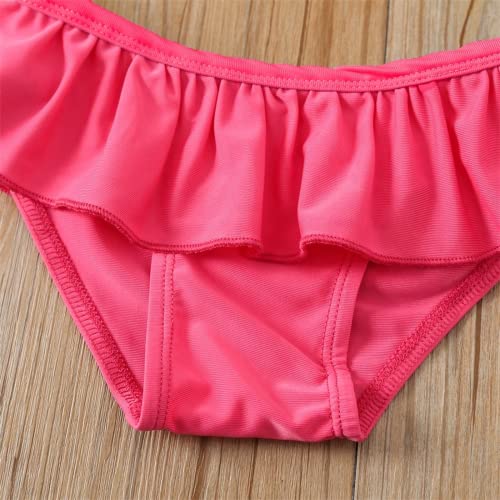 Yccutest Infant Baby Girl Flower Swimsuit 3Pcs Halter Triangle Tops Ruffle Bottoms Sun Hat Bikini Set Bathing Suit Swimwear (Pink,0-6 Months) #TOP3