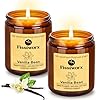 Fissiworx Vanilla Scented Candle Set 2 Pack, Candle for Home Scented, Odor Eliminating, Stress Relief, 15oz, 110 Hours Long Lasting Candles, Soy Candle Gift Set for Women
