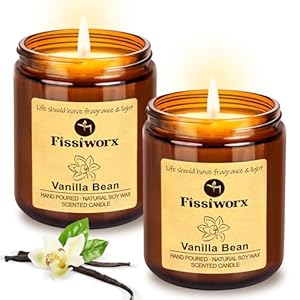 Vanilla Scented Candle Set 2 Pack, Candle for Home Scented, Odor Eliminating, Stress Relief, 15oz, 110 Hours Long Lasting Soy Wax Gift Set for Women