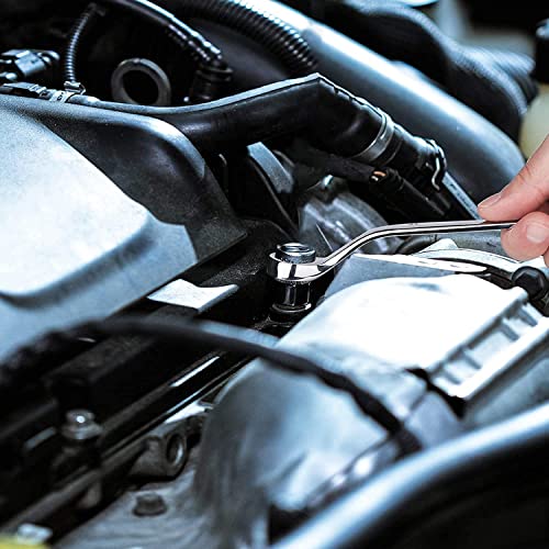 Auniwaig 14Mm X 17Mm Metric 12 Point Offset Double Box End Wrench Chrome Plated With Rolling Pouch Cr-V 1 Pcs #TOP5