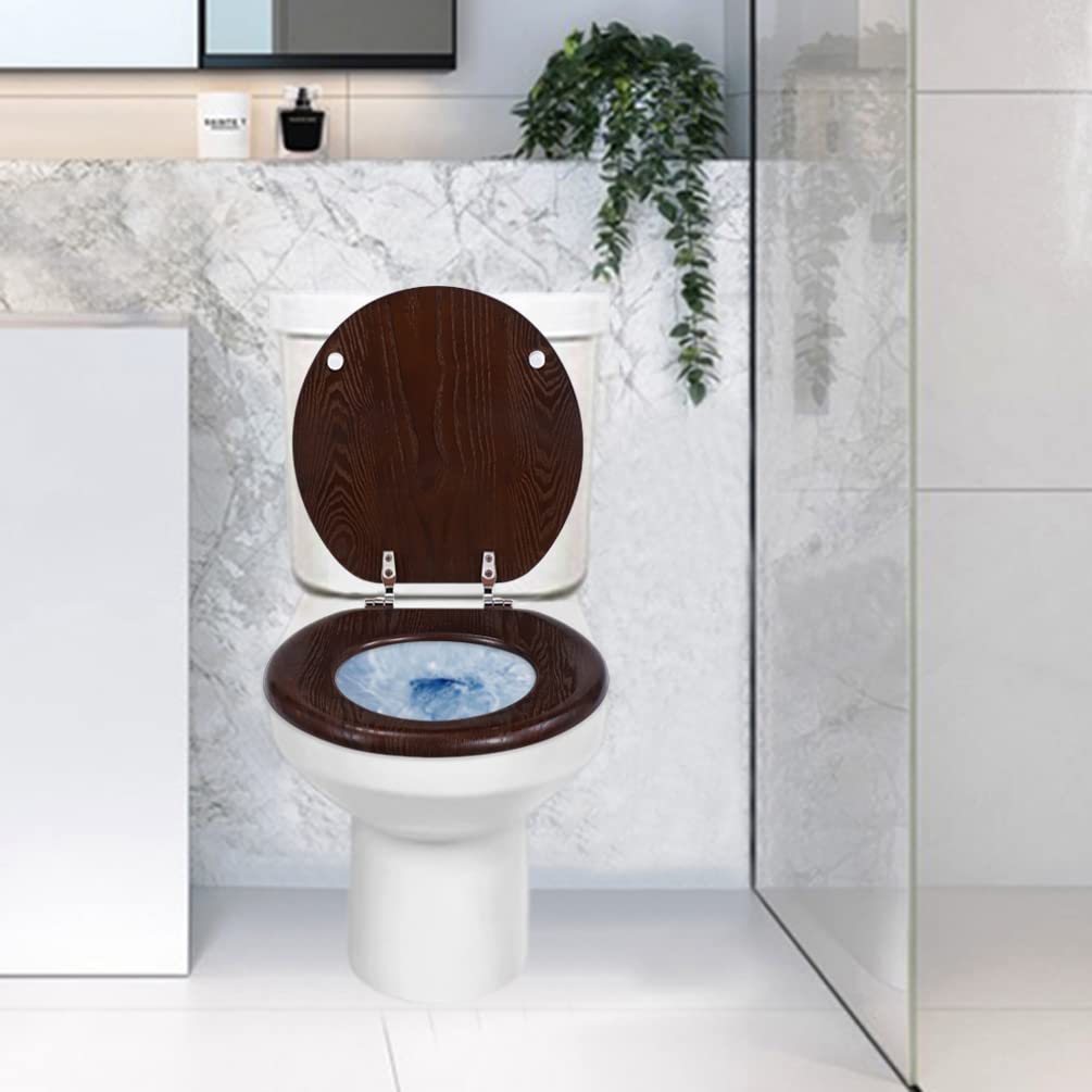 Wood Toilet Seat Round , Wooden Toilet Seats with Metal Hinges, Quick