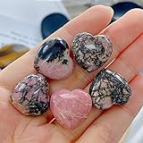 XIANNVXI 10 PC Kristalle Steine Herz Stein Rhodochrosit Schwarz Linie Rhodolith Liebe Heilung Kristall Edelsteine Set Poliert NatüRliche Glückssteine