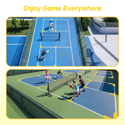 Flycoop Complete Pickleball Net Set with Wheels, 22FT Full Court & 11FT Training Net Combo Kit with Court Line Marking Set & Balls, Portable Heavy-Duty Pickleball System for Indoor Outdoor Training by Flycoop - Used condition - Image 3