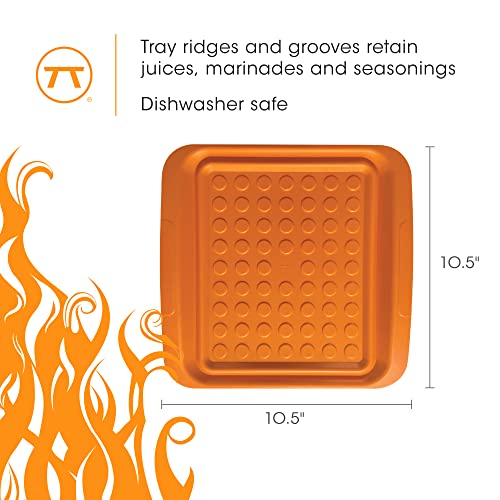 Outset Grill Prep Trays, Set of 2 Small Trays, 10.5" x 10.5", Orange and Black by Outset - Used condition - Image 6