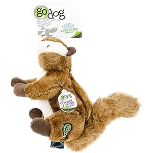 goDog Wildlife Chipmunk Squeaky Plush Dog Toy, Chew Guard Technology – Brown, Large