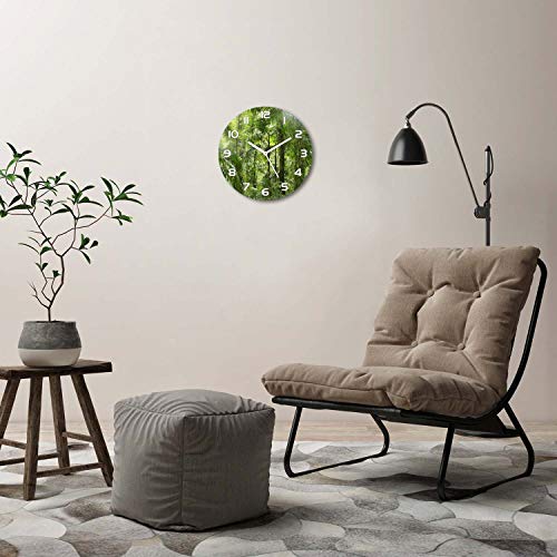 Horloge en verre rond 30cm Tulup décoration murale forêt tropicale