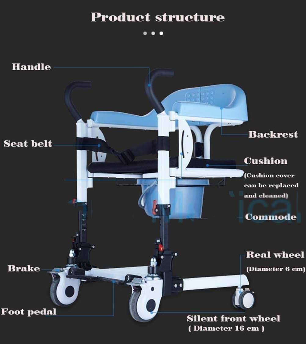 Sedia a rotelle per sollevamento medico, dispositivo di trasferimento per disabili per la casa di sollevamento multifunzionale infermieristica per anziani a letto leva alzabile per anziani paralizzati