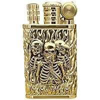 Permanent Match Vintage Lighter Cool Skull Cigarettu00e4ndare U00c5teranvu00e4ndbar Fotogentu00e4ndare Unik Fu00f6delsedagspresent For Mu00e4n (ingen Fotogen) (Color : Silver