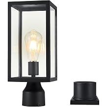 Windben Large 15 inch Outdoor Post Light,Waterproof Cast Aluminium Lamp Post Light Fixture,Post Lantern with Pier Mount Base,Matte Black,Suitable for Garden,Yard,Driveway,etc