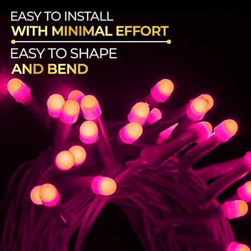 Image of Lexton 40 LED Power Pixel Serial String /Fairy Light | Plug Sourced | Suitable for Home & Outdoor Decoration, Diwali, Christmas, Ramadan, Wedding, Party, Festival (Pack of 2, Pink)