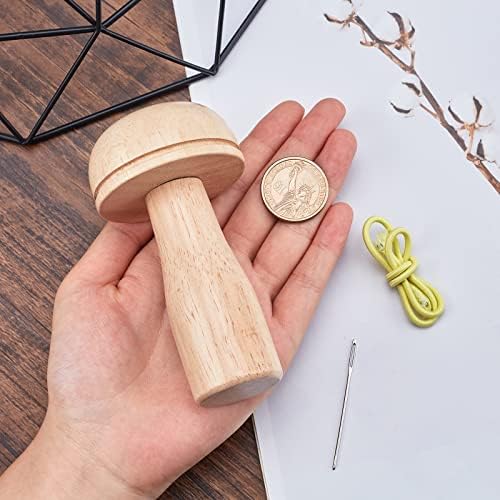 GORGECRAFT Wooden Darning Mushroom Embroidery Kit Portable Needle Storage Mushroom Needle Thread Set for DIY Sewing Tool Home Travel Handicraft Darning Clothes Sock Holes Repairs Knitting Accessories