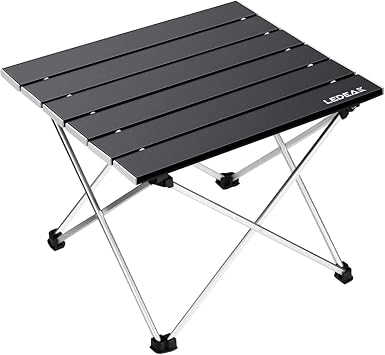 Portable Camping Table, Lightweight Folding Table with Aluminum Table Top and Carry Bag, Easy to Carry, Perfect for Outdoor, Picnic, Cooking, Beach, Hiking, Fishing Black, Large