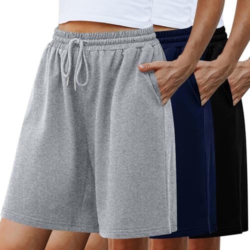 Image of Quenteen Women's Casual Summer Sweat Shorts Athletic Gym Shorts Loose Hiking Running Jogger Shorts with Pockets