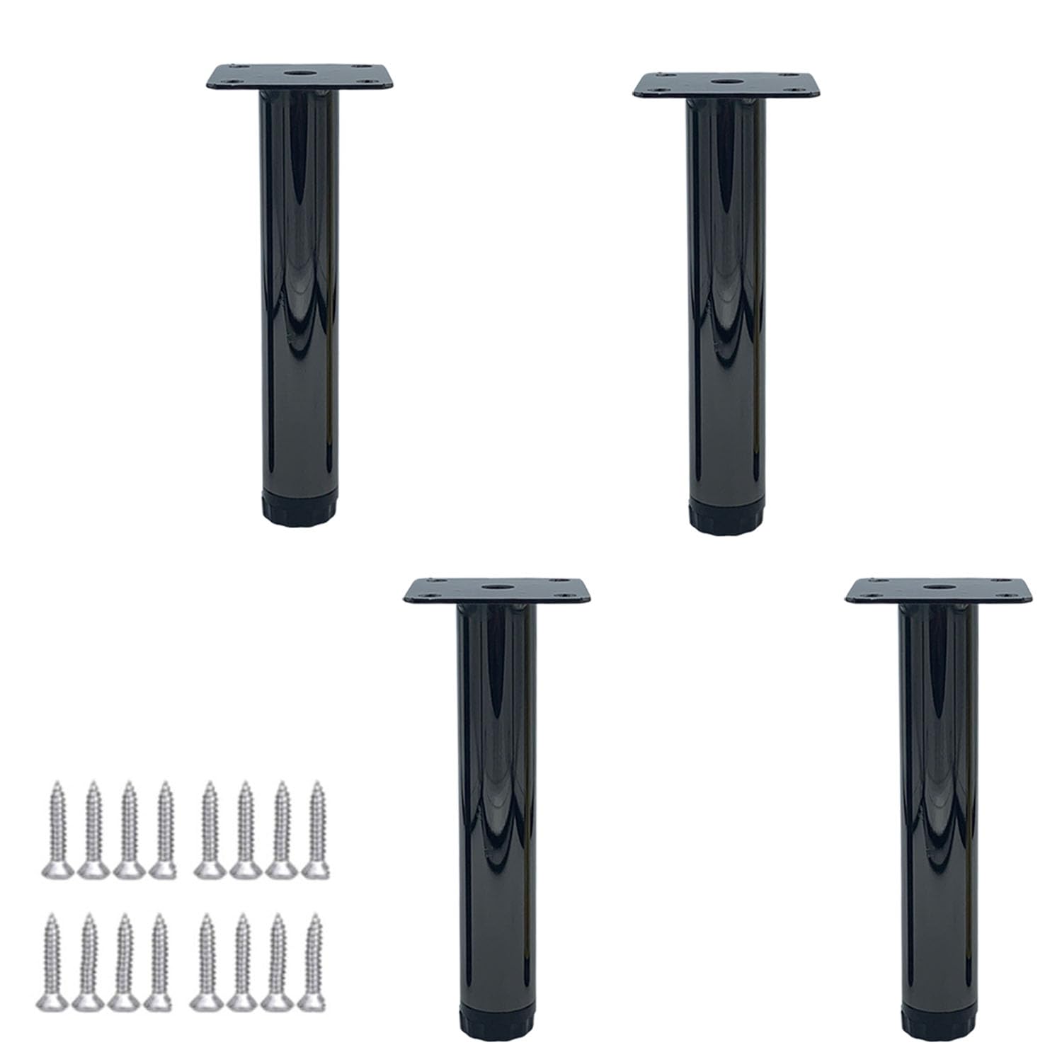 4 Verstelbare Meubelpoten,Metalen Poot,Ronde Tafel Benen,Kast Voeten van Koudgewalst Staal,Geschikt voor Bedden,Banken en Tafel,Tv-Meubels,Met Schroeven,Zwart-A, zwart-B,Goud (18cm(7.1in),Gold