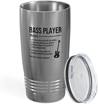 Bass Player Silver Edition Viking Tumbler 20oz - Bass player definition - Bassists Bands Orchestra Music Band Musician Bassist Electric Bass Musical Instrument Acoustic