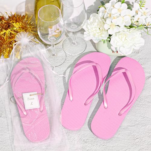 Image of Unittype Flip Flops Bulk for Wedding Guest Slippers Wedding Flip Flops with Cards Bags for Pool Beach Party