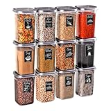 COMFERA 12-Piece 40 OZ BPA-Free Airtight Food - Food Storage Containers With Lids, Flour, Pantry Storage Includes 20 Reusable Washable Labels, Kitchen Organizer