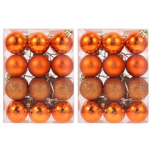 BESTonZON Christbaumschmuck Kugeln Weihnachtskugeln Kunststoff Baumanhänger: 4cm Orange Weihnachtsdeko Kugeln 48 Stücke Weihnachtsbaum Anhänger Festival Party Dekoration Weihnachtsdekoration