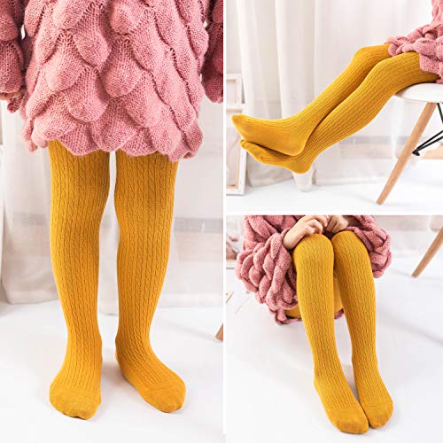 Image of EPEIUS Baby Girl Tights Thick Cable Knit Leggings Little Girls Cotton Stockings Pantyhose for Toddlers Child 2-10 Years
