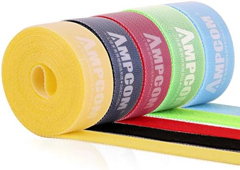 5 Roll Hook-and-Loop Nylon Cable Straps Double-Sided self Adhesive Cable Fastening Tape/tie Wire Organizer 2cm 6.6ft / Color 33ft