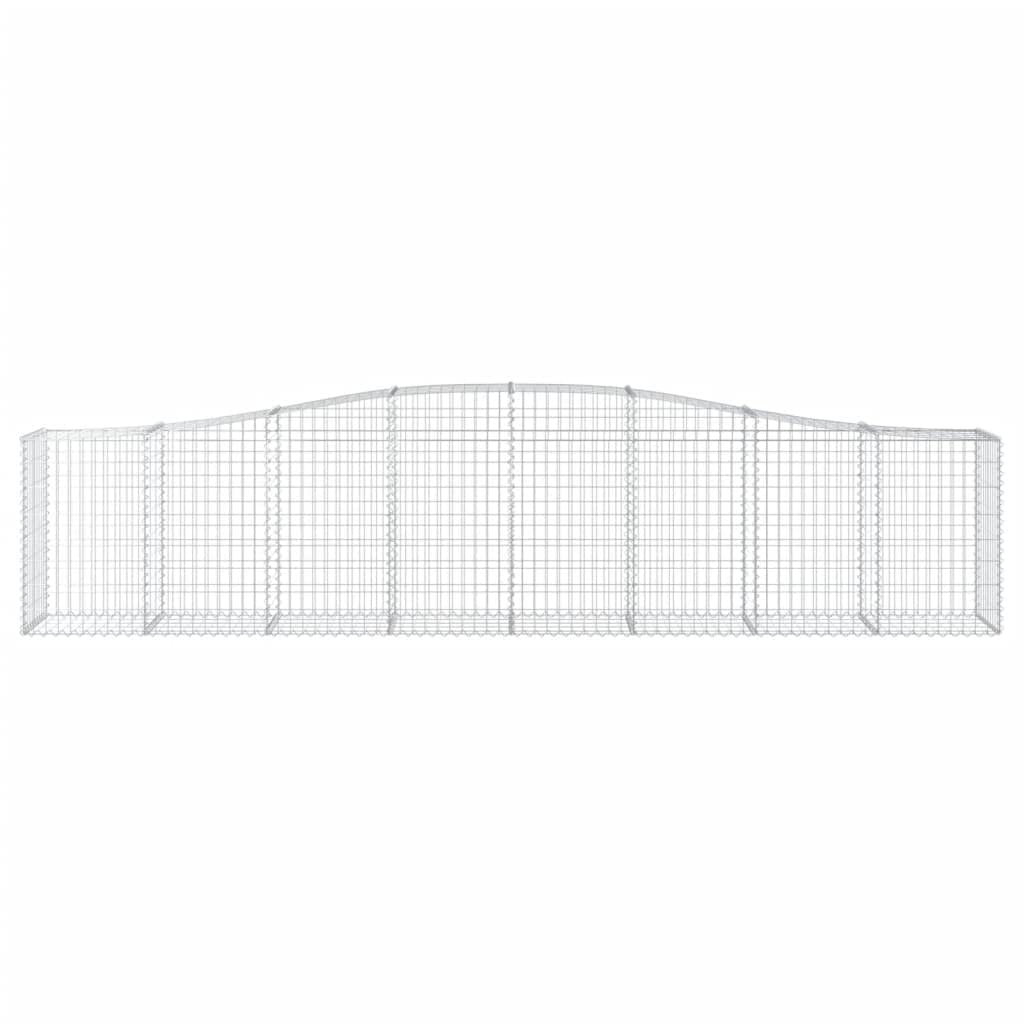 Gaviones con arco alto, 9 unidades, 400 x 50 x 80/100 cm, plateado galvanizado | Cestas de piedra de alambre resistentes para protección visual y decoración de jardín para patio, jardín delantero y paisaje.