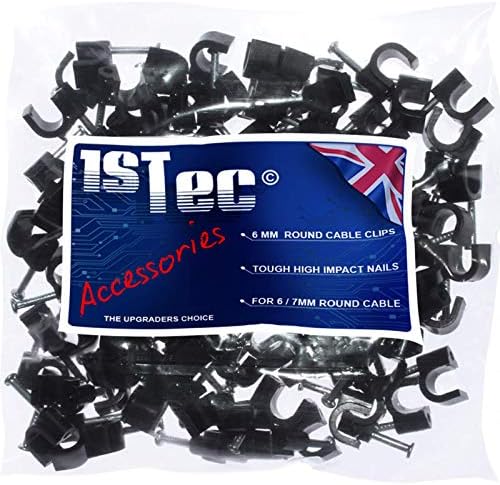 1STec 100 x 5mm White Cable Clips Suitable for Indoor Outdoor Masonry or Wood and Used to Pin CAT5 CAT5e CAT6 CAT7 Network Ethernet Leads and BT CW1411 + CW1412 Dropwire + Down Wire (100, 5mm White)