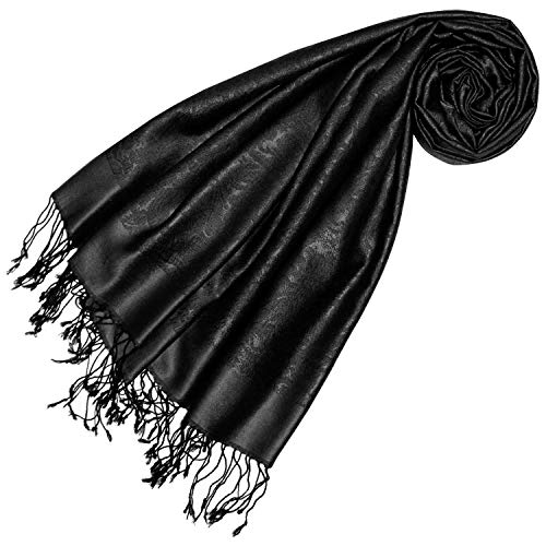 Pashmina femme noir imprimé cachemire Lorenzo Cana 70 x 190 cm