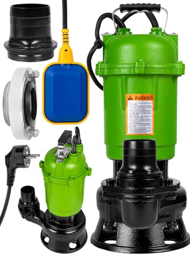 MalTec Tauchpumpe für Schmutz- Sauberwasser mit Zerhacker 12000 l/h zur Tiefe 8 Meter aus Metal Schwimmerschalter Pumpe