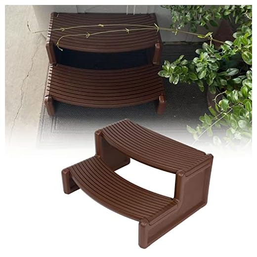 ECOTRIC Spa and Hot Tubs Step Plastic Stairs for Round/Straight Sided Spa Espresso/Red Brown