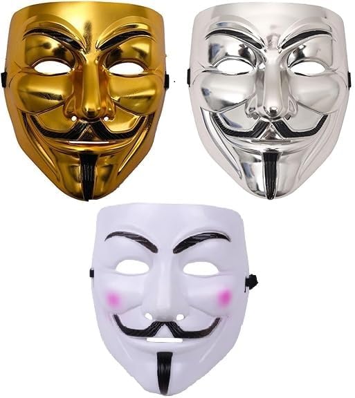 FAVELA Anonymous Face Mask - Hacker Face Mask for Boys | V for Vendetta Face | Guy Fawkes Mask | White Face Mask | Cosplay Mask | Birthday Mask for boys | Happier Mask
