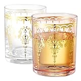 Moroccan Glasses Artisan Hand-Made Multipurpose 350ml 11oz Tea, Whiskey, Coffee & Wine Moroccan, Hot & Cold Tumbler - Marrakech & Casablanca Tea Cups Set of 6 Colorful (Pink Blush & Clear Crystal)